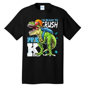 Ready To Crush PreK T Rex Dinosaur Back To School Boy Gift Tall T-Shirt