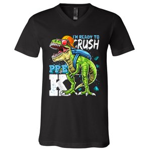 Ready To Crush PreK T Rex Dinosaur Back To School Boy Gift V-Neck T-Shirt