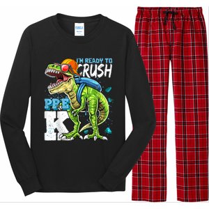 Ready To Crush PreK T Rex Dinosaur Back To School Boy Gift Long Sleeve Pajama Set