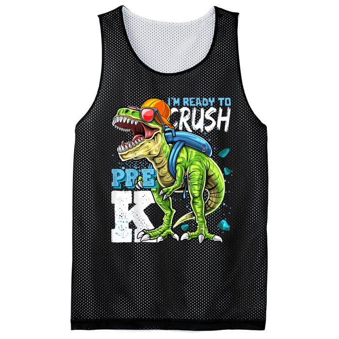 Ready To Crush PreK T Rex Dinosaur Back To School Boy Gift Mesh Reversible Basketball Jersey Tank