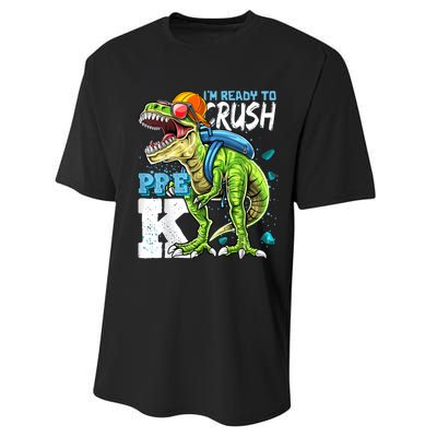 Ready To Crush PreK T Rex Dinosaur Back To School Boy Gift Performance Sprint T-Shirt