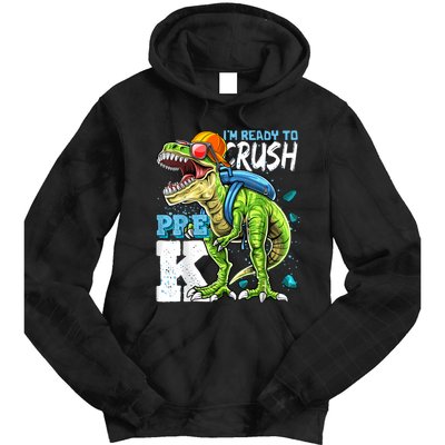 Ready To Crush PreK T Rex Dinosaur Back To School Boy Gift Tie Dye Hoodie