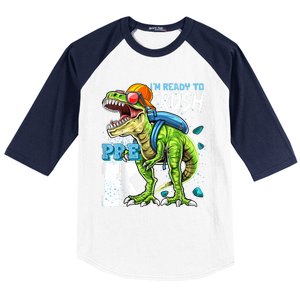 Ready To Crush PreK T Rex Dinosaur Back To School Boy Gift Baseball Sleeve Shirt