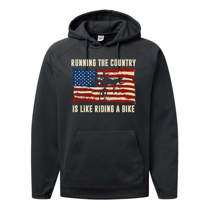 Running The Country Is Like Riding A Bike Performance Fleece Hoodie