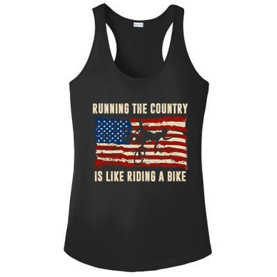 Running The Country Is Like Riding A Bike Ladies PosiCharge Competitor Racerback Tank