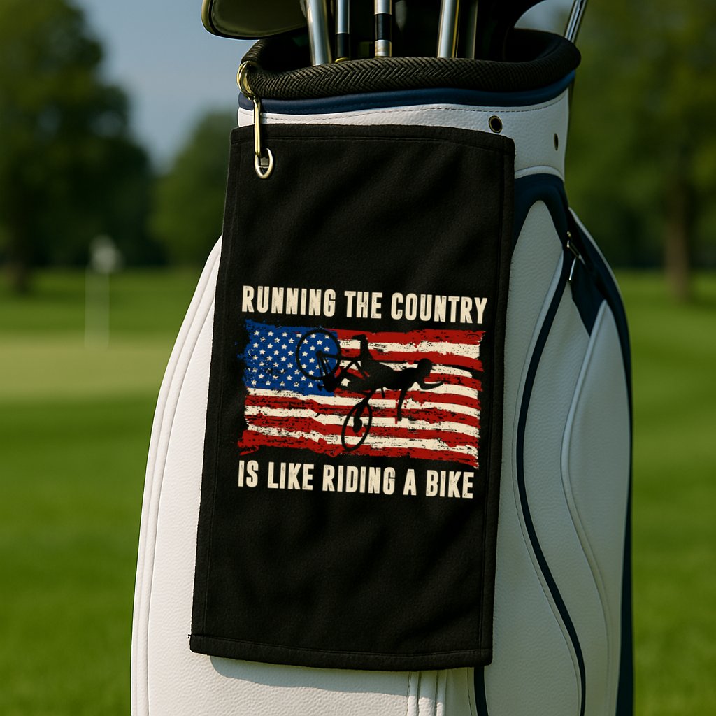 Running The Country Is Like Riding A Bike Golf Towel