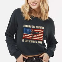 Running The Country Is Like Riding A Bike Cropped Pullover Crew