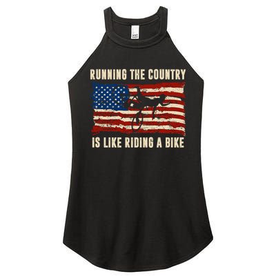 Running The Country Is Like Riding A Bike Women's Perfect Tri Rocker Tank