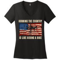 Running The Country Is Like Riding A Bike Women's V-Neck T-Shirt
