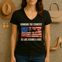 Running The Country Is Like Riding A Bike Women's V-Neck T-Shirt
