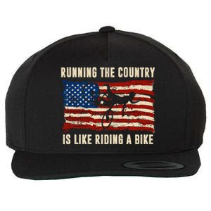 Running The Country Is Like Riding A Bike Wool Snapback Cap