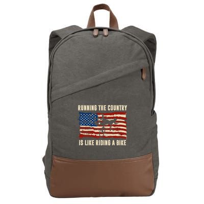 Running The Country Is Like Riding A Bike Cotton Canvas Backpack