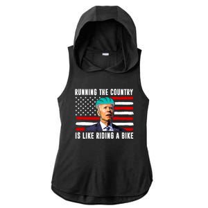 Running The Country Is Like Riding A Bike Funny Biden Ladies PosiCharge Tri-Blend Wicking Draft Hoodie Tank