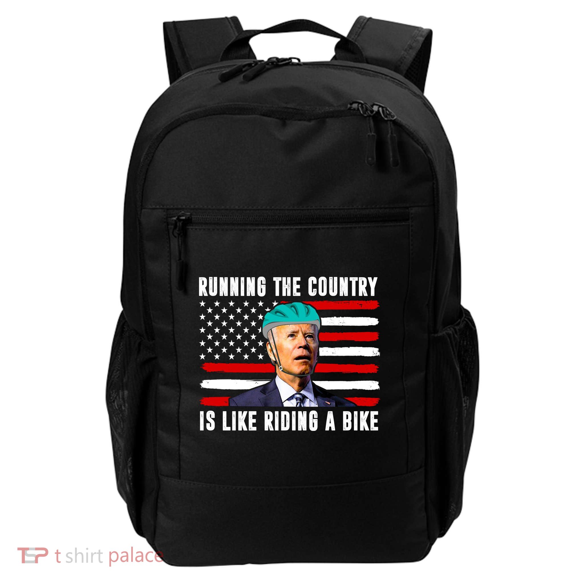 Running The Country Is Like Riding A Bike Funny Biden Daily Commute Backpack