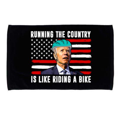 Running The Country Is Like Riding A Bike Funny Biden Microfiber Hand Towel
