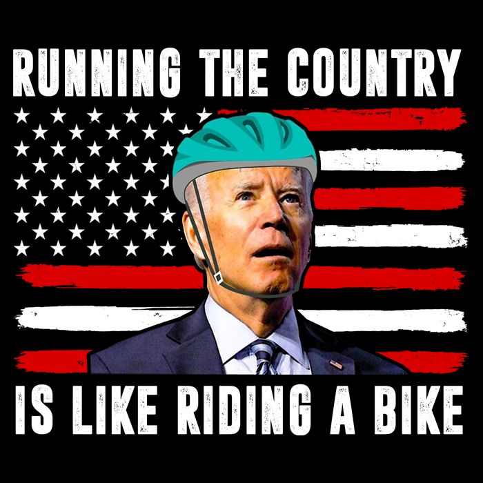 Running The Country Is Like Riding A Bike Funny Biden Cropped Pullover Crew