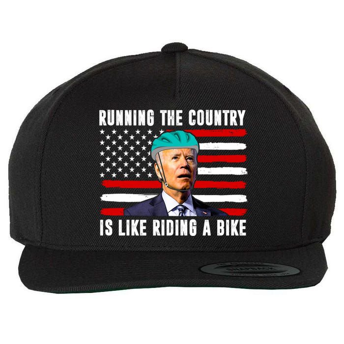 Running The Country Is Like Riding A Bike Funny Biden Wool Snapback Cap