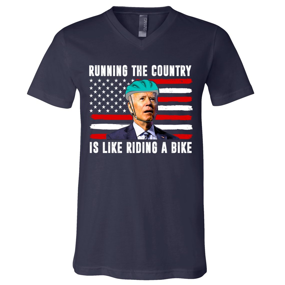 Running The Country Is Like Riding A Bike Funny Biden V-Neck T-Shirt