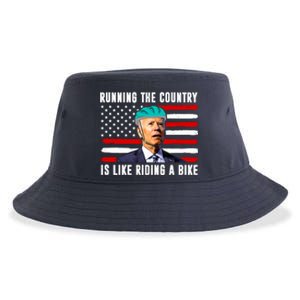 Running The Country Is Like Riding A Bike Funny Biden Sustainable Bucket Hat