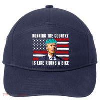 Running The Country Is Like Riding A Bike Funny Biden 7-Panel Snapback Hat
