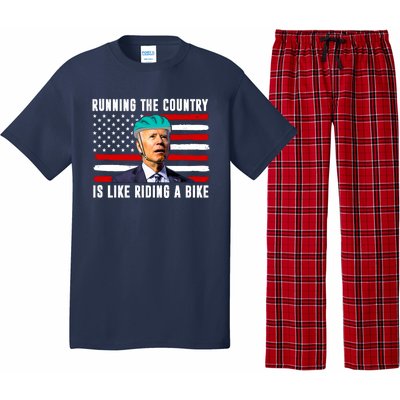 Running The Country Is Like Riding A Bike Funny Biden Pajama Set