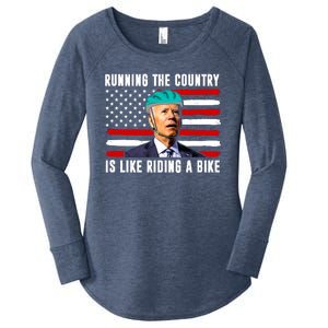 Running The Country Is Like Riding A Bike Funny Biden Women's Perfect Tri Tunic Long Sleeve Shirt