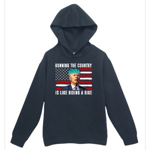 Running The Country Is Like Riding A Bike Funny Biden Urban Pullover Hoodie