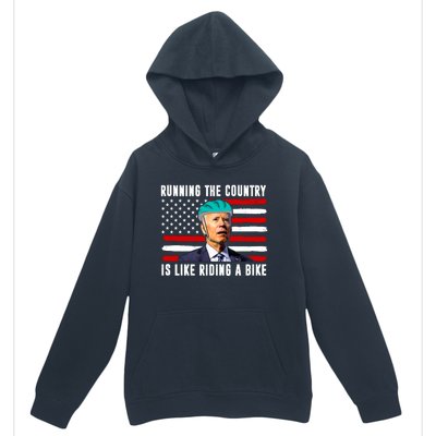 Running The Country Is Like Riding A Bike Funny Biden Urban Pullover Hoodie