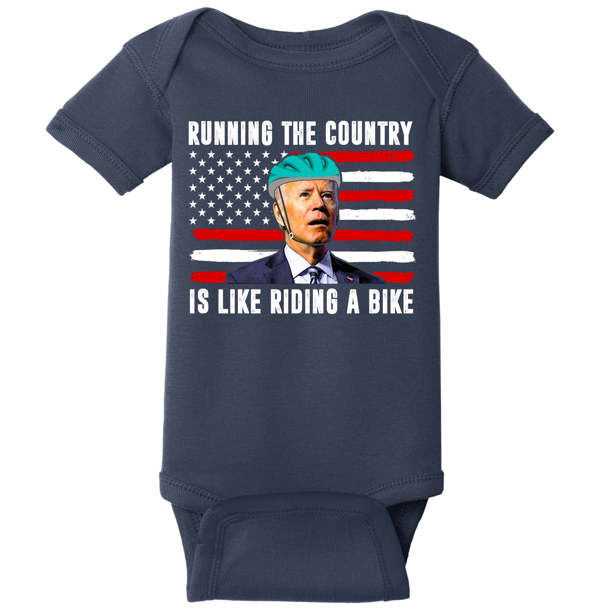 Running The Country Is Like Riding A Bike Funny Biden Baby Bodysuit