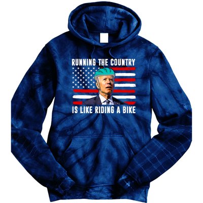 Running The Country Is Like Riding A Bike Funny Biden Tie Dye Hoodie