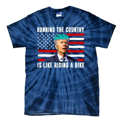 Running The Country Is Like Riding A Bike Funny Biden Tie-Dye T-Shirt