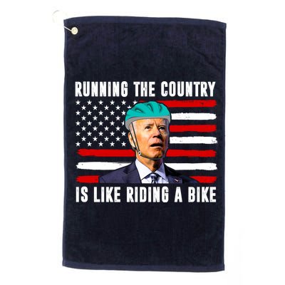 Running The Country Is Like Riding A Bike Funny Biden Golf Towel