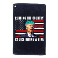 Running The Country Is Like Riding A Bike Funny Biden Golf Towel