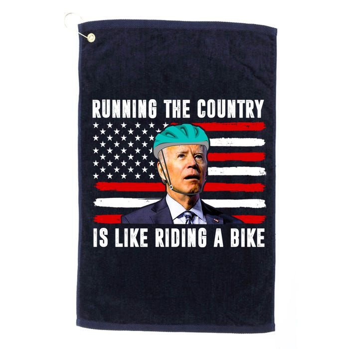 Running The Country Is Like Riding A Bike Funny Biden Golf Towel