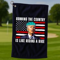 Running The Country Is Like Riding A Bike Funny Biden Golf Towel