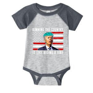 Running The Country Is Like Riding A Bike Funny Biden Infant Baby Jersey Bodysuit