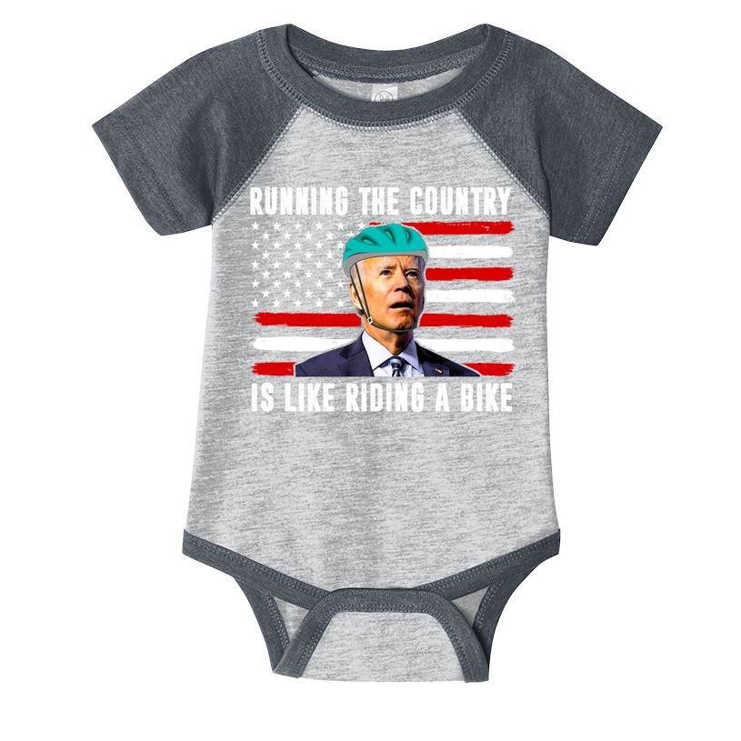 Running The Country Is Like Riding A Bike Funny Biden Infant Baby Jersey Bodysuit