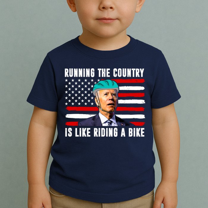 Running The Country Is Like Riding A Bike Funny Biden Toddler T-Shirt