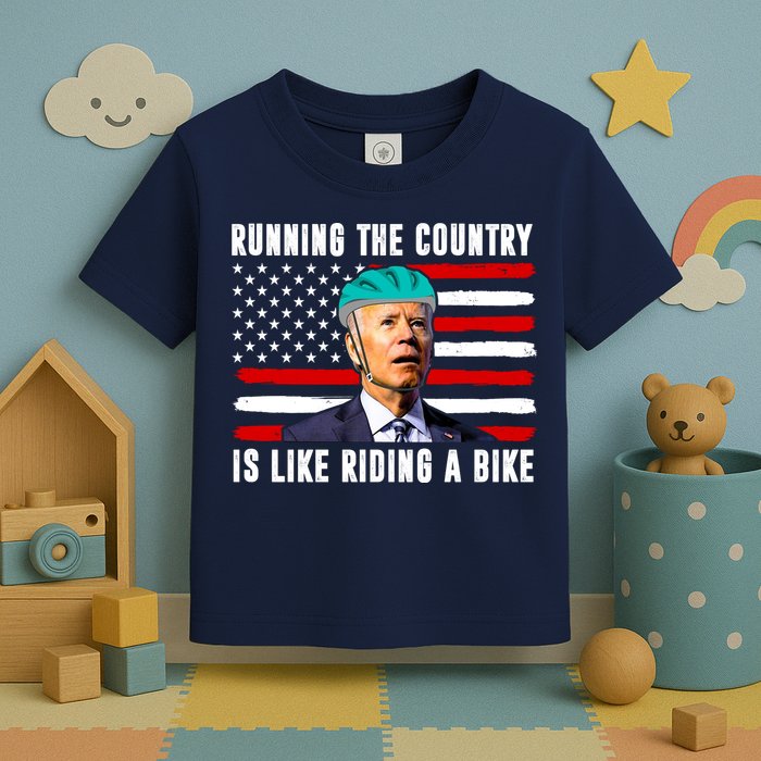 Running The Country Is Like Riding A Bike Funny Biden Toddler T-Shirt