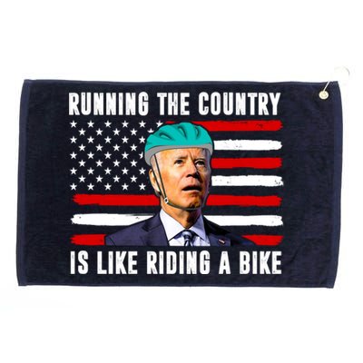 Running The Country Is Like Riding A Bike Funny Biden Grommeted Golf Towel