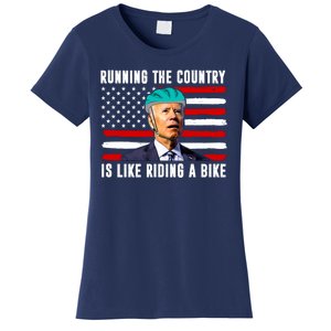 Running The Country Is Like Riding A Bike Funny Biden Women's T-Shirt