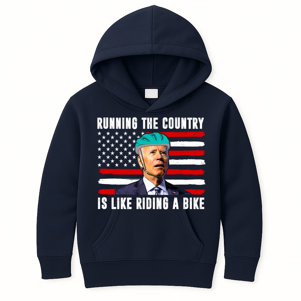 Running The Country Is Like Riding A Bike Funny Biden Kids Hoodie