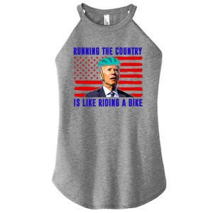 Running The Country Is Like Riding A Bike Funny Biden Women's Perfect Tri Rocker Tank