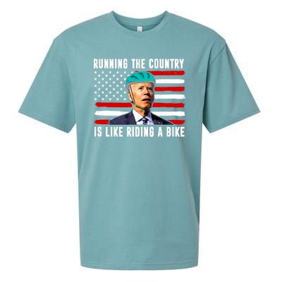 Running The Country Is Like Riding A Bike Funny Biden Sueded Cloud Jersey T-Shirt