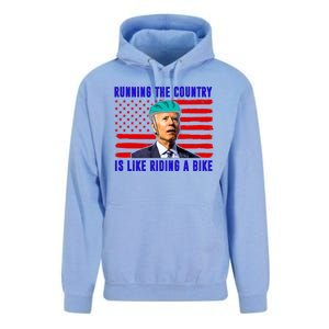 Running The Country Is Like Riding A Bike Funny Biden Unisex Surf Hoodie