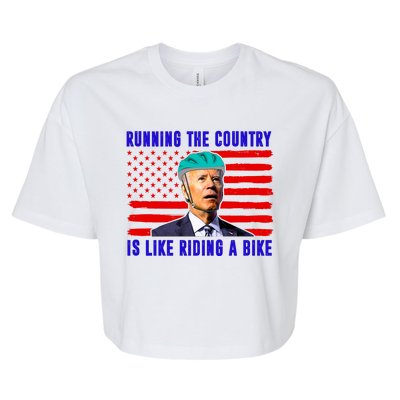 Running The Country Is Like Riding A Bike Funny Biden Bella+Canvas Jersey Crop Tee