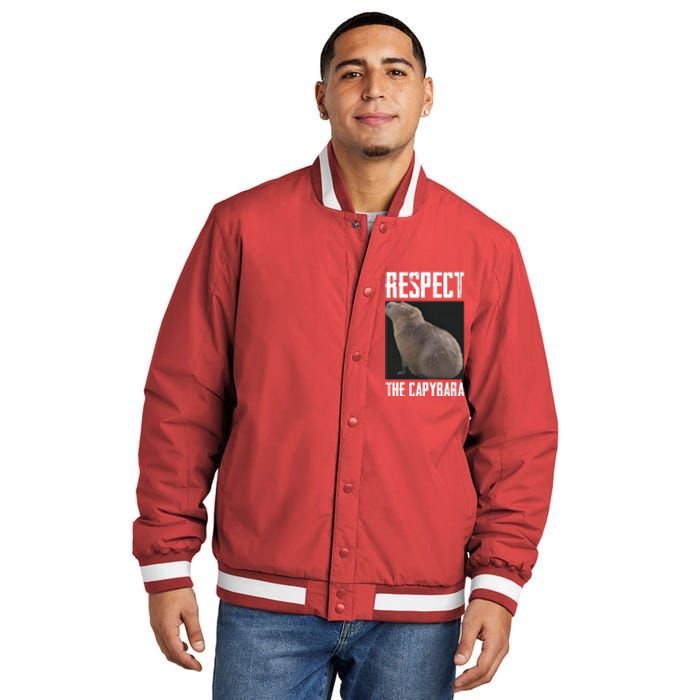 Respect The Capybara Insulated Varsity Jacket