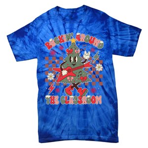 Retro Teacher Christmas Rockin Around The Classroom Outfits Gift Tie-Dye T-Shirt