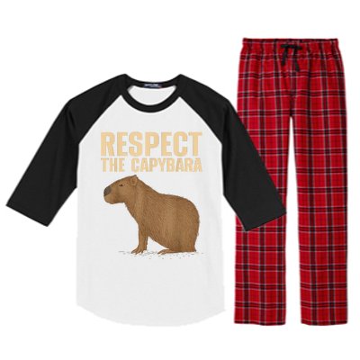 Respect The Capybara Funny Capybara Cavy Rodent Capybara Lover Raglan Sleeve Pajama Set