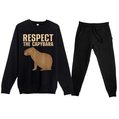 Respect The Capybara Funny Capybara Cavy Rodent Capybara Lover Premium Crewneck Sweatsuit Set